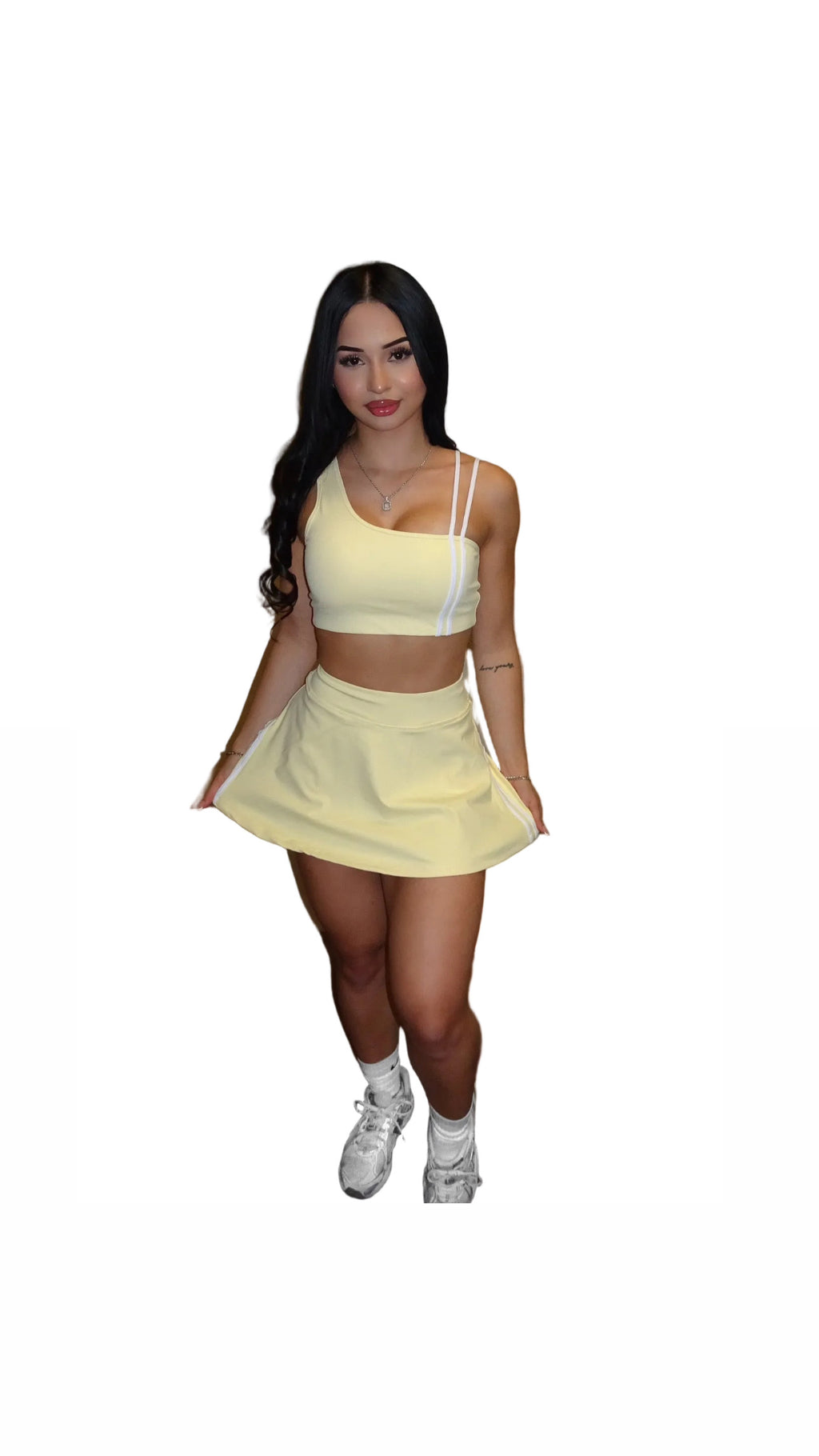 Two piece yellow tennis skirt set
