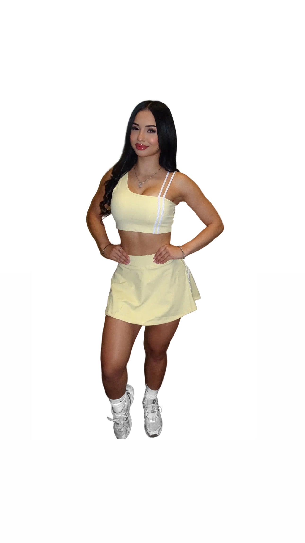Two piece yellow tennis skirt set
