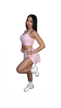 2 piece light pink tennis skirt set