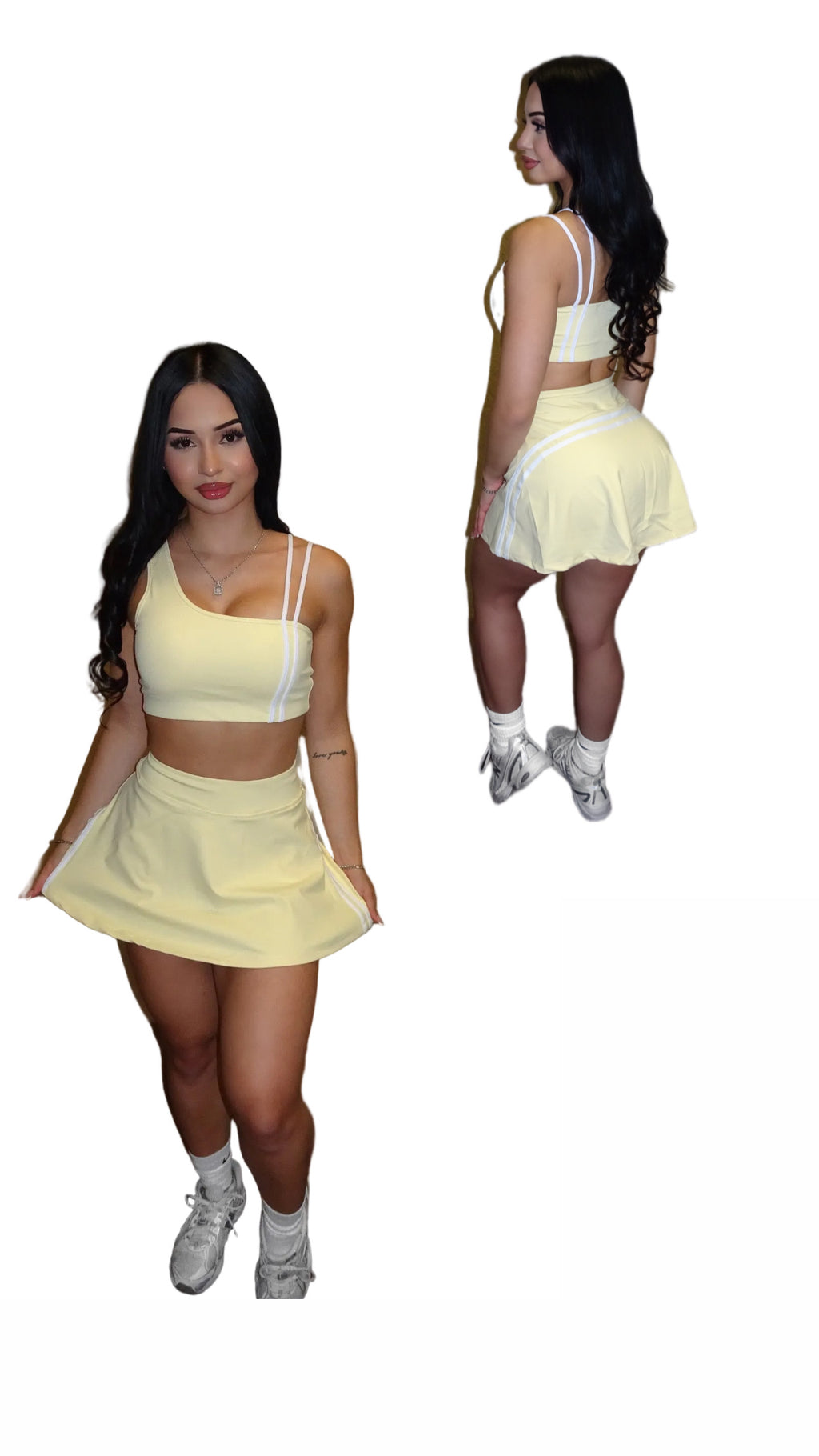 Two piece yellow tennis skirt set